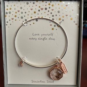 Stainless Steel Circle Gem Bracelet